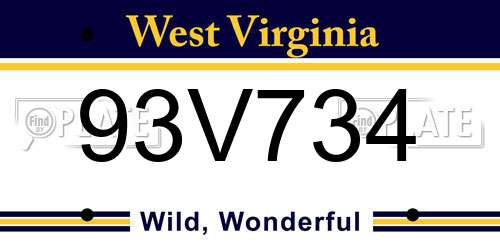 93V734 West Virginia License Plate