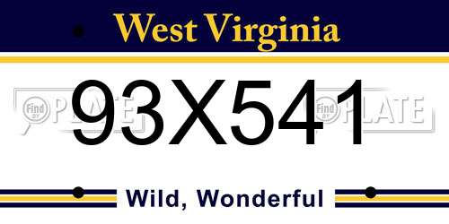 93X541 West Virginia License Plate