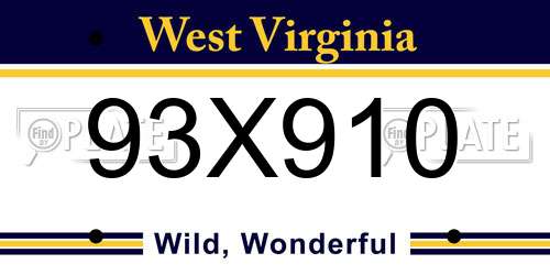 93X910 West Virginia License Plate