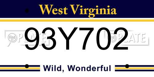 93Y702 West Virginia License Plate