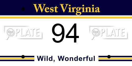 94 West Virginia License Plate