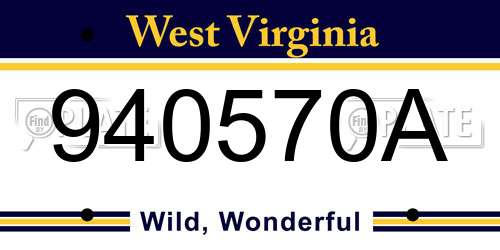 940570A West Virginia License Plate