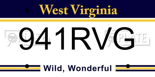 941RVG West Virginia License Plate