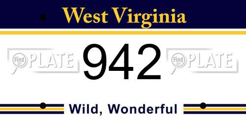 942 West Virginia License Plate