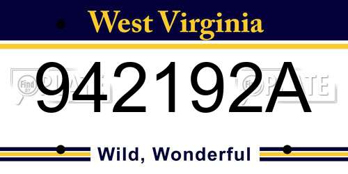 942192A West Virginia License Plate