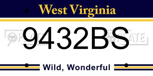 9432BS West Virginia License Plate