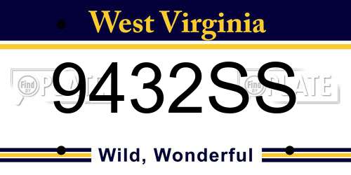 9432SS West Virginia License Plate