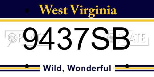 9437SB West Virginia License Plate