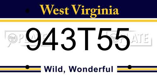 943T55 West Virginia License Plate