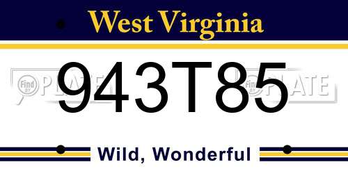 943T85 West Virginia License Plate