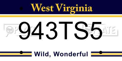 943TS5 West Virginia License Plate