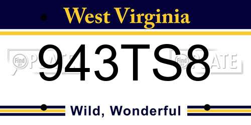943TS8 West Virginia License Plate
