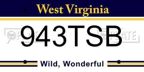 943TSB West Virginia License Plate