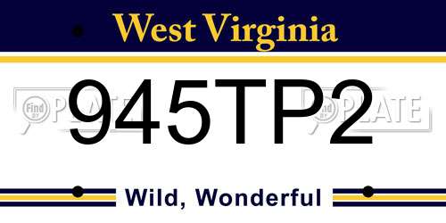 945TP2 West Virginia License Plate