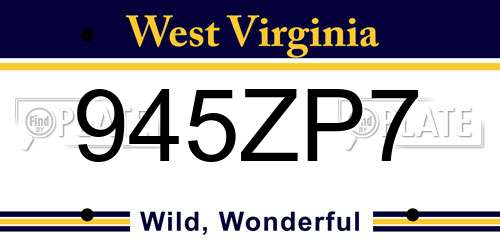 945ZP7 West Virginia License Plate