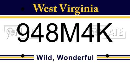 948M4K West Virginia License Plate