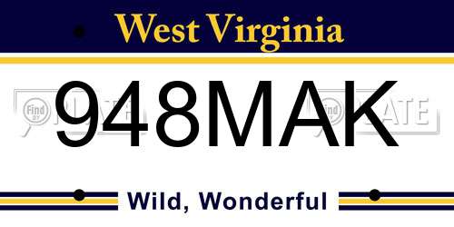 948MAK West Virginia License Plate