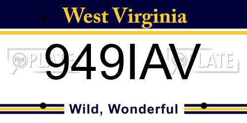 949IAV West Virginia License Plate