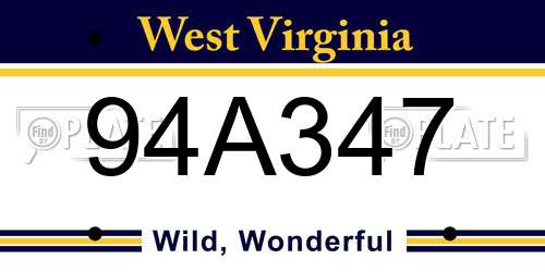 94A347 West Virginia License Plate