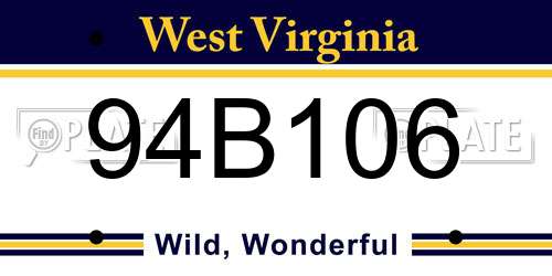 94B106 West Virginia License Plate