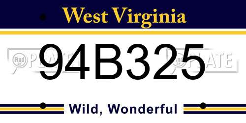 94B325 West Virginia License Plate