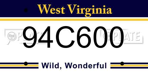 94C600 West Virginia License Plate