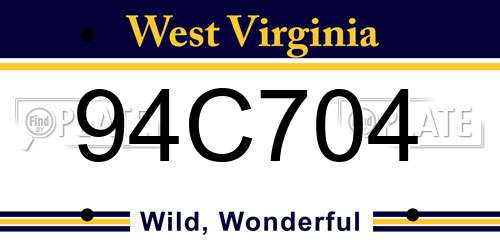 94C704 West Virginia License Plate