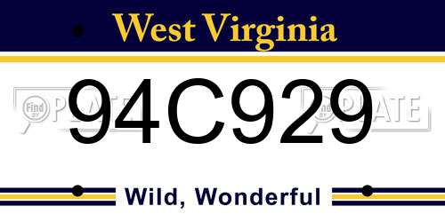 94C929 West Virginia License Plate