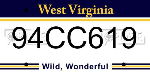 94CC619 West Virginia License Plate