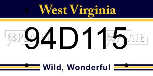 94D115 West Virginia License Plate
