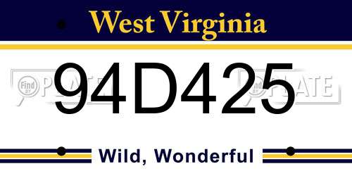 94D425 West Virginia License Plate