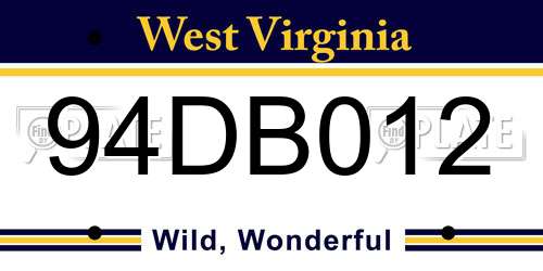 94DB012 West Virginia License Plate