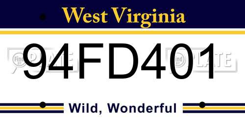 94FD401 West Virginia License Plate