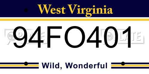 94FO401 West Virginia License Plate