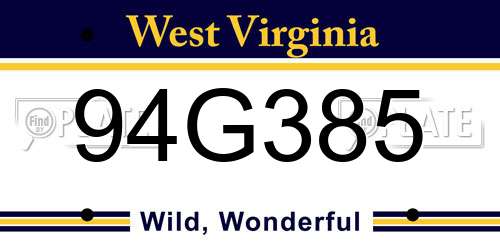 94G385 West Virginia License Plate