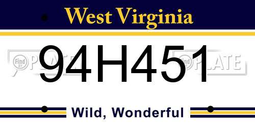 94H451 West Virginia License Plate