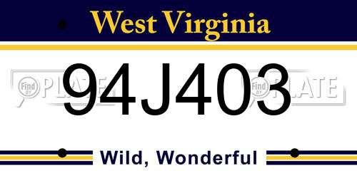 94J403 West Virginia License Plate