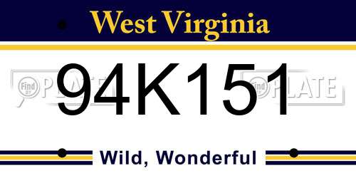 94K151 West Virginia License Plate