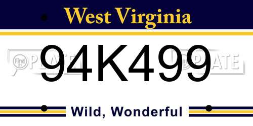 94K499 West Virginia License Plate