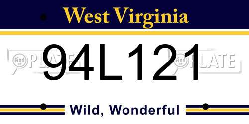 94L121 West Virginia License Plate