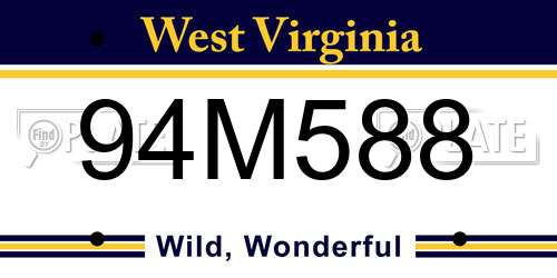 94M588 West Virginia License Plate