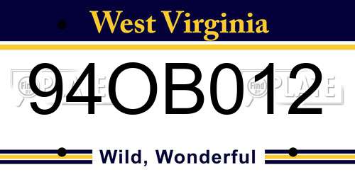 94OB012 West Virginia License Plate