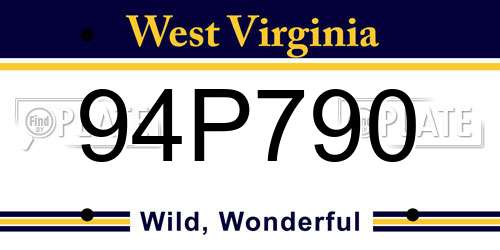 94P790 West Virginia License Plate