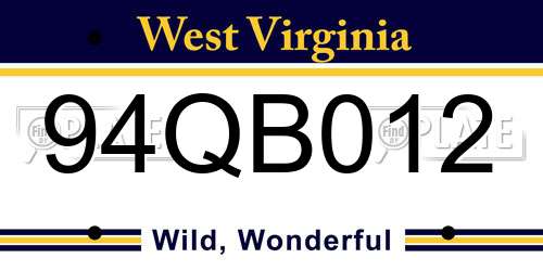 94QB012 West Virginia License Plate