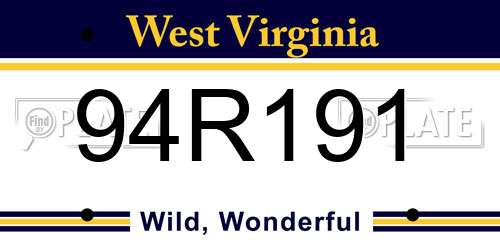 94R191 West Virginia License Plate