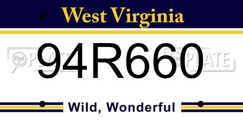 94R660 West Virginia License Plate