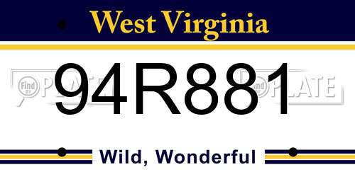 94R881 West Virginia License Plate