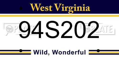94S202 West Virginia License Plate