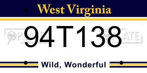94T138 West Virginia License Plate