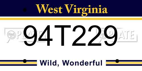 94T229 West Virginia License Plate